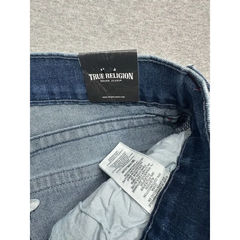 True Religion Jeans Men's Rocco SN Flap Relaxed Skinny Size 34x32 NWT Red Stitch